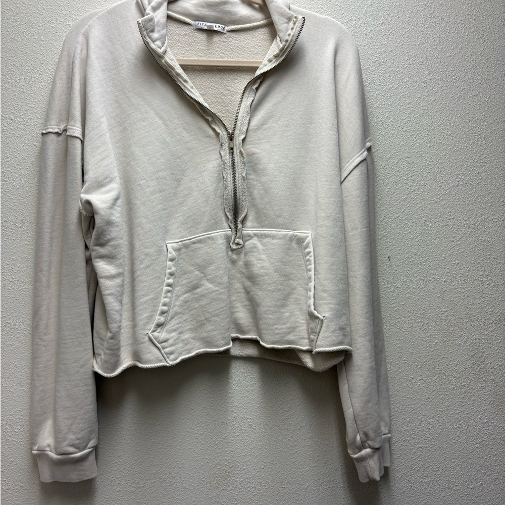 Cream Cropped Quarter Zip